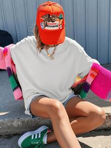 Harmony Day: A Small Act Of Kindness Can Change The World. Women's Loose-Fitting Printed Short-Sleeve T-Shirt. PW56 - 白色 - 查看 3