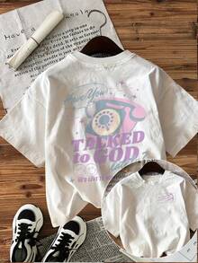 Camiseta con estampado gráfico, manga corta y cuello redondo, top casual para verano y primavera, ropa de mujer Cómodo Ideal para todas las estaciones Mejorar el look R52D - Blanco - Ver 1