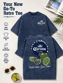 The New American-Style 100% Pure Cotton T-Shirt Suitable For Both Men And Women. Fun And Retro Premium Beer, Fresh Lime, A Perfect Moment! Cartoon Letter Pattern Printing. Street Korean-Style Loose And Versatile Y2k Clothing, Abstract Art Style, Retro Washed Pure Cotton Round-Neck T-Shirt, Double-Sided Retro Distressed Patterns. 90s Nostalgic American Street Style. Easily Create Retro Casual Clothing. Suitable For Daily Commuting, Casual Outings, Beach Vacations, Music Festivals, Holiday Gifts. Classic Retro-Style Women's Clothing. Four-Season Universal Comfortable T-Shirts For Both Men And Women. Printed T-Shirts For Men And Women. - Màu xanh lam - Xem 1