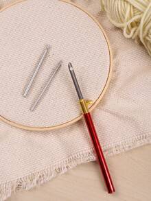 3-In-1 Interchangeable Punch Needle Set (Replacement Heads Diameter: 25mm/35mm/50mm), Embroidery Needle, Handcraft Punch Needle, Suitable For Punch Embroidery On Rugs, Coasters, Decorations, Artwork - 3-head Replaceable Needles With Round Handle - View 5