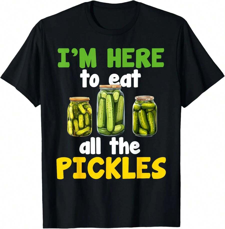 Estoy aquí para comer todos los encurtidos, divertida camiseta de pepino y eneldo. - Negro - Ver 1
