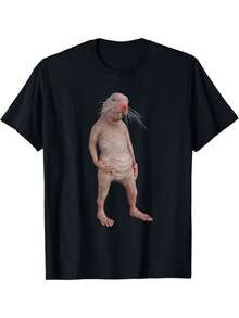 Camiseta Unisex Divertida con Diseño de Mole Desnudo - Diseño Animal Lindo y Peculiar, Tela Elástica y Cómoda, Estilo Casual de Manga Corta con Cuello Redondo, Regalo Divertido para Entusiastas de los Mole camisas de mujer sudaderas para mujer sueter blusa casual mujer verano vestidos de graduación - Negro - Ver 6