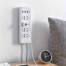 Bộ 5 giá đỡ ổ cắm điện gắn tường bằng nhựa - Không cần khoan, giá đỡ có thể tháo rời để đặt bộ định tuyến, điều khiển từ xa và dây cáp, giá đựng đồ dùng tiện ích. - A - Xem 3