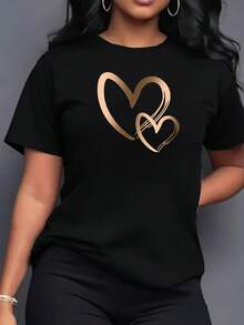 Women's T-Shirt For Spring And Summer - Hitam - View 1