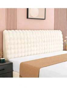 1 chiếc bọc đầu giường bằng vải nhung mềm mại, bảo vệ đầu giường ấm áp, chống bụi mùa đông, bọc đầu giường trang trí. - trắng - Xem 5