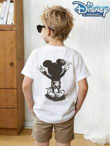 Disney Boys' Cool & Simple Style Reversible-Print T-Shirt Featuring Mickey Mouse-Showcasing Sketch-Art Graphics, This Soft, Casual, Crew-Neck, Short-Sleeve Top Offers A Comfortable, Relaxed Fit-Perfect For Everyday Wear And Theme Park Adventures. - White - View 3