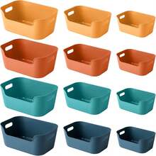 12 Pack Plastic Storage Baskets Multiple Color Storage Boxes Organizing Bins Kitchen Shelves Cupboard Office Home Organization - Multicolor - View 9