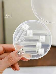 1.5ml/2ml/3ml Glass Sample Vials Set, 5/8pcs Leakproof Mini Liquid Bottles With White Caps, Portable Clear Cosmetic Containers, Refillable Travel Vials For Essential Oils, Perfume, Makeup Samples, Trip, Home Use, Reusable, Small Storage - Multicolor - View 8