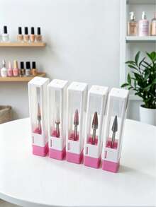 3 Peças Suporte Portátil para Brocas de Unha, Adequado para Técnicos de Unhas, Salões e Ferramentas de Manicure Doméstica, Caixa de Armazenamento de Brocas de Unha de Plástico Transparente com 2,35mm de Diâmetro - Multicolorido - Visão 1