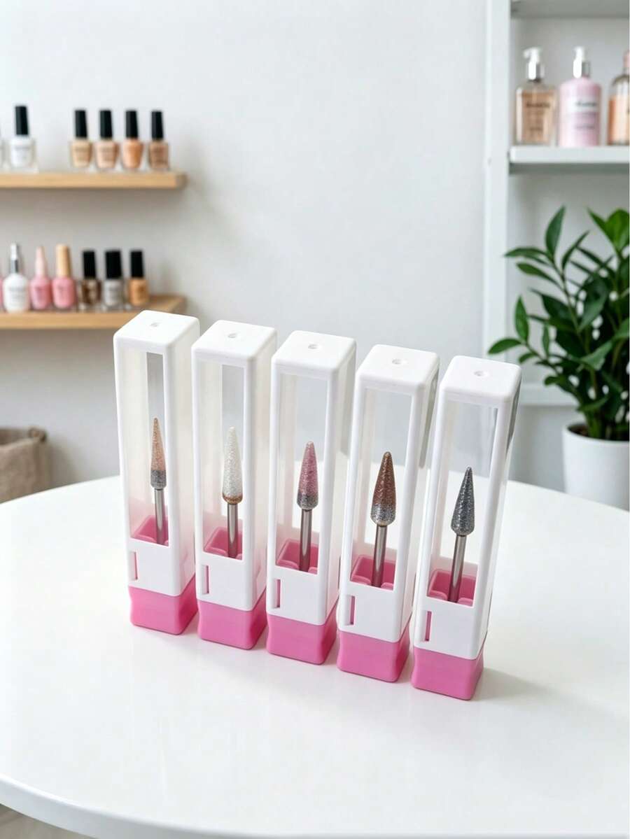 3 Peças Suporte Portátil para Brocas de Unha, Adequado para Técnicos de Unhas, Salões e Ferramentas de Manicure Doméstica, Caixa de Armazenamento de Brocas de Unha de Plástico Transparente com 2,35mm de Diâmetro - Multicolorido - Visão 1