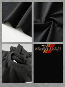 El texto en el frente transmite la fuerza del mensaje The Champions Impossible is nothing" que simboliza la confianza y la determinación para superar cualquier límite en la vida camiseta de mujer  cómoda casual para uso diario - Negro - Ver 4