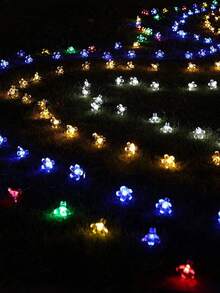 20/50/100 LED Solar Flower String Lights - Outdoor Light Strings For Garden Patio Yard Fence Christmas Tree Decoration With Fairy Light Ambience-Weather-Resistant,Energy-Efficient,And Easy To Install For Wedding, Party,Home, Lawn, And Holiday Decor - Dark Green - View 5