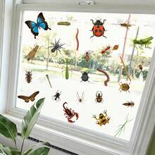 1pc Realistic Insect Window Stickers, Assorted Bugs And Beetles Decals, Removable No Glue Needed Visual Trick Static Cling For Home Or Kids Room Glass, Nature Study Or Science Classroom, Porch Or Storefront Window Prank - Multicolor - View 2