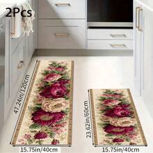 1pc 2D Floral Pattern Printed Rug, Long Doormat Series, Indoor Entrance Mat, Bedroom Bedside Mat, Kitchen Mat, Suitable For Living Room, Laundry Room, Bathroom - Multicolor - View 17