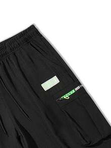 1pc Men's Summer Multi-Pocket Zipper Design Loose Quick-Dry Breathable Knee Length Shorts, Perfect For Outdoor Wear Sports - Black - View 5