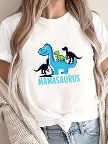 Talla grande - talla extra grande - camiseta de mujer, hecha de algodón puro, tela ligera y transpirable, diseño de cuello redondo, diseño estampado, corte de manga corta, adecuada para primavera y verano. - Blanco - Ver 6