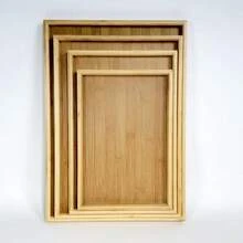 1个竹制长方形圆形托盘，家用甜点托盘，酒店餐厅咖啡托盘，茶托盘，水果、寿司、牛排、面包、糕点实木展示托盘，透明纹理杯垫 - 淺木色 - 查看 5