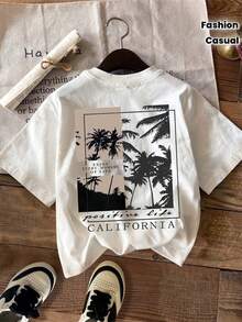 Women's California Print T-Shirt - Positive Energy Palm Tree Design - 白色 - 查看 7
