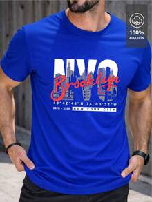 Playera Estampada de Caballero NYC BROOKLYN 2026- STREET PREMIUM EDITION |   100% Algodón - Azul - Ver 9