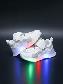 New Style Kids' Light-Up Glowing Skate Shoes, Casual White Sneakers For Boys And Girls Students - Beige - View 5