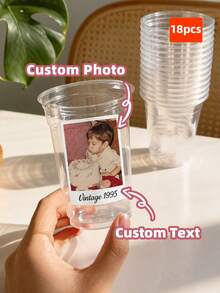 1/18/50pcs Customizable Personalized Photo, Image, Brand Logo Plastic Cup Stickers, PVC Waterproof Oil-Resistant, Strong Adhesion, Suitable For Birthday, Wedding, Anniversary Party, Gift Packaging, Personalized Gift, Holographic Stickers - Multicolor - View 11