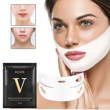 3pcs V-Shaped Facial Facial Mask Firming Double Chin Daily Care Facial Skin Small Face Ear Facial Mask - trắng - Xem 3