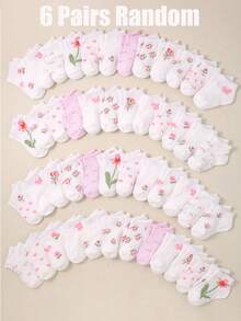 6/12/24 đôi tất cổ ngắn cho bé mềm thoáng khí co giãn cao màu cơ bản họa tiết hoa tim nơ jacquard, tất cho bé gái tập đi & tất thường ngày với thiết kế in dễ thương, tất siêu mềm co giãn không bó hằng ngày, 0-36 tháng cho mùa xuân hè mặc hằng ngày, quay lại trường học & chơi trong nhà ngoài trời, tất em bé, tất bé gái, tất trẻ chập chững, tất cổ ngắn, tất hoa, tất tim, tất nơ, tất đi học, quà quay lại trường học quà sơ sinh vật dụng tiệc tiết lộ giới tính - Nhiều màu - Xem 17