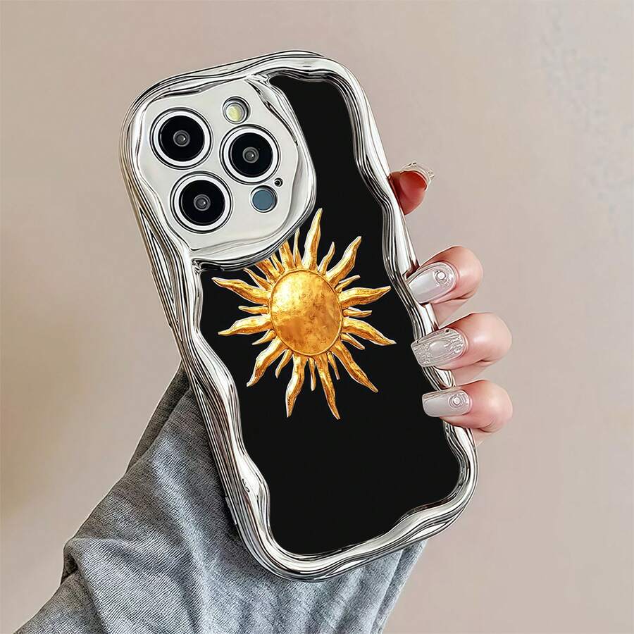 Emblema del sol de Golden Tangledfunda de teléfono Fundas compatibles con ,Apple,VIVO,OPPO,,, y Honor.Fabricadas en silicona TPU,ofrecen protección contra golpes y caídas.regalos para mamá - Plateado - Ver 1