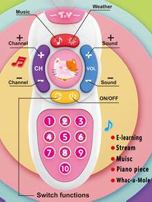 Mainan Remote Control Bayi, Mainan Telepon Montessori Bayi, Pencahayaan Lembut dan Lagu Pengantar Tidur yang Menenangkan, Tombol Silikon, Hadiah Kejutan untuk Anak-Anak - kendali jarak jauh - View 9