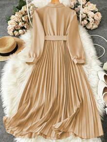 Women Midi Dresses - Khaki - View 2