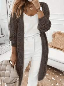 Plus Size Cardigans - ブラウン - View 4