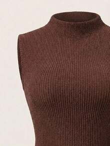 Nuevo vestido de mujer elegante y sexy con cuello alto, hebilla metálica, fruncido y sin mangas, de estilo ceñido, para ocasiones de primavera/verano y citas - Marrón 3 - Ver 11