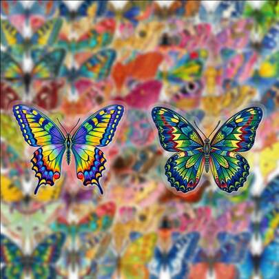 50 piezas de pegatinas de mariposas graffiti vívidas, adecuadas para decorar diarios, portátiles, parachoques de automóviles, patinetas, botellas de agua, computadoras, teléfonos, etc.