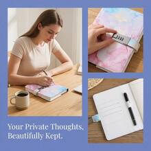 1pc Cute Password Lock Diary With Secret Key, Creative A5 Notebook For School Girls Writing, Back-To-School Season Journal Planner, Perfect For Study Notes Class Schedule And Personal Memory Keeping, Student Stationery Supplies Gift School Supplies - A5 - View 4