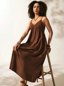 Women Midi Dresses - Brown Oxide - View 5