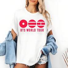 Minimal BT:S World Tour Logo Concert T-Shirt, BT:S 2026 - White - View 1