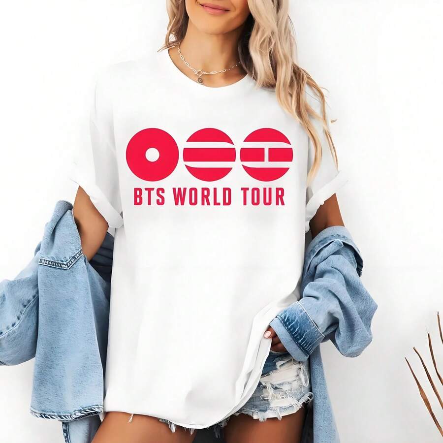 Minimal BT:S World Tour Logo Concert T-Shirt, BT:S 2026 - White - View 1