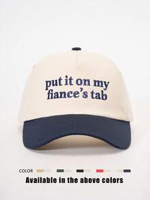 1件戶外刺繡雙排「Put It On My Fiance's Tab」拼色棒球帽，可調節防曬休閒帽，適合春秋旅行，時尚百搭遮陽帽，Y2K風格青年男士帽 - 棒球帽 - 查看 19