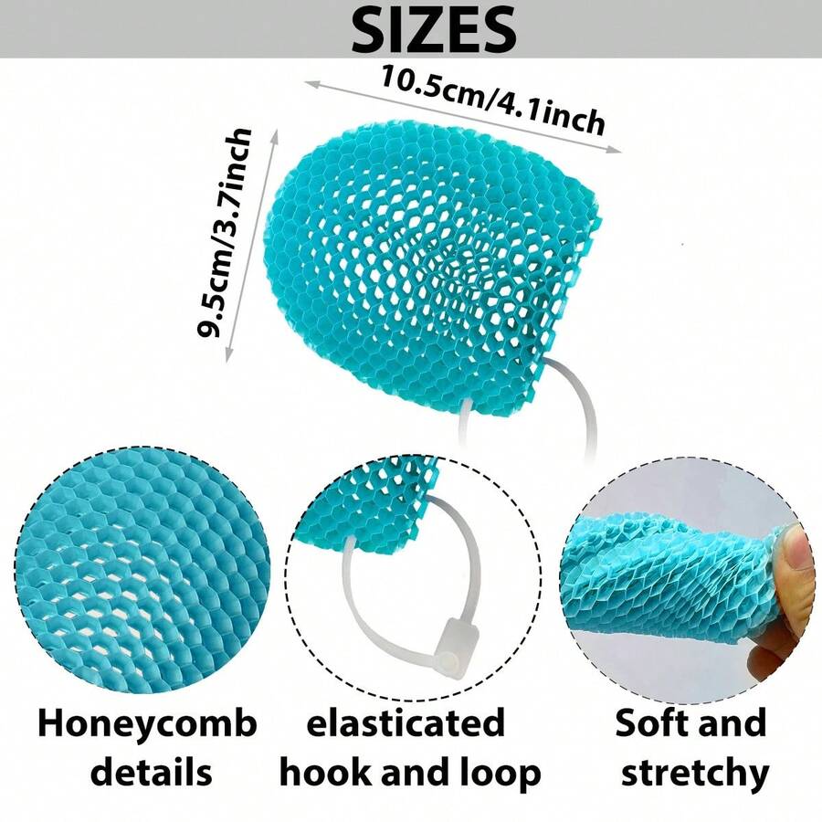 Gorros de ducha exfoliantes en forma de panal, disponibles en varios colores, limpia la piel y son seguros, transpirables e inodoros. YPHK - WG-SZ005-HL - Ver 1