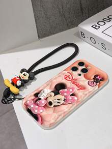This Disney Mickey Mouse Lanyard Phone Case Is Fully Covered In TPU Material. It's Shockproof, Lightweight, And Compatible With IPhone17/16/11/13/15/15 Plus/15 Pro/15 Pro Max/12/14 Pro Max/11 Pro Max/12 Pro/12 Pro Max/13. This Phone Case Makes A Popular Birthday Gift Or Business Gift; It's Durable, Stain- And Fingerprint Resistant, And Suitable For Both Men And Women. The Set Also Includes A Mickey Mouse Phone Case And A Mickey Mouse Plush Bracelet. It's A Perfect Gift For Friends And Family. This Stylish Phone Case Is Fun, Lightweight, And Durable. IPhone17 Pro Max Phone Case, Minnie Mouse Phone Case. - trắng - Xem 6