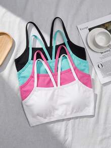 4pcs Bra Camisole Tanpa Punggung Lucu untuk Anak Perempuan, Bantalan yang Dapat Dilepas, Pakaian Dalam Olahraga untuk Latihan Siswa - MultiWarna - View 2