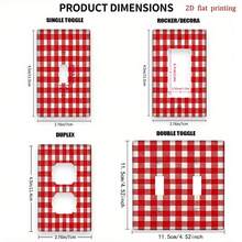 1pc Red Plaid Switchplate/Wall Plate Cover - Rustic Red Gingham Design, Easy /Toolless Installation, Fits Switches, Outlets & Fan Controls - Bedroom Decor Panel, Cover, 2D Flat Style - A - View 2