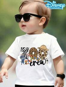 [Disney Licensing]Baby Spring/Summer Casual Fashion Front-Back Printed Short-Sleeved T-Shirt, Featuring Cartoon Characters From "Zootopia". Suitable For Party Outfits And Daily Wear - trắng - Xem 1