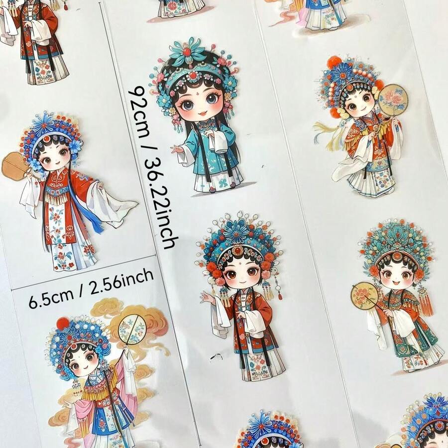 Cute Chinese Opera Character PET Washi Tape, Traditional Peking Opera Decorative Tape For Journal Scrapbooking - 6.5cm*92cm - View 1