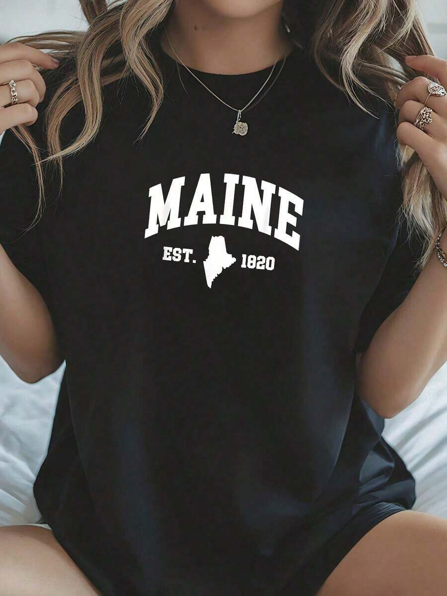 Maine---Est.-1820---Classic-Design---Classic-T-Shirt - 黑色 - 查看 1