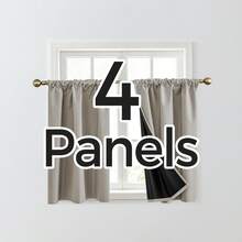 4 Panels 100% Blackout Curtains For Living Room Bedroom, Rod Pocket Light Blocking Window Curtains, Thermal Insulated Drapes Privacy Protection For Bathroom, All Seasons Home Decor. - Khaki - View 11