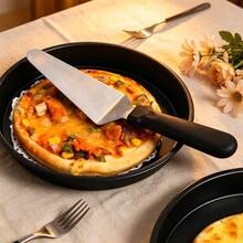 2Pcs Pizza Baking Tool Set, 7 Inch Round Non-Stick Pizza Pan With Non-Slip Pizza Peel, Easy Clean Multi-Purpose Baking Tray For Pizza Cake Dessert Cheese, Household Oven Baking Supplies For Family Party Back To School Baking - View 4