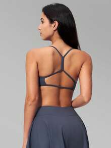 MFVIM Women's New Yoga Bra Top, Criss-Cross Back Sports Bra For Running, Fitness, Yoga, Soft & Skin-Friendly Fabric, Versatile For Commuting, Outdoor, Jogging, Cycling, Yoga, Suitable For Women's Fitness Wear - Dusty Blue - View 10