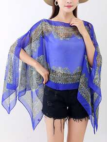 FADZOYLE 1pc Chiffon Cover-Up Sarong And Sun Protective Kimono Shawl Summer Beach Cover Up Sarong Daily Life Accessories - Multicolor - View 18