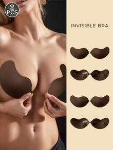2 Pieces Invisible Mango Style Breast Patches, Breathable, Push-Up, Strapless Bra, Suitable For Wedding Dresses And Spaghetti Straps. Invisible Silicone Mango Style Breast Patches, Spaghetti Strap, Wire-Free, Strapless Bra, Anti-Sagging - Multicolor - View 10